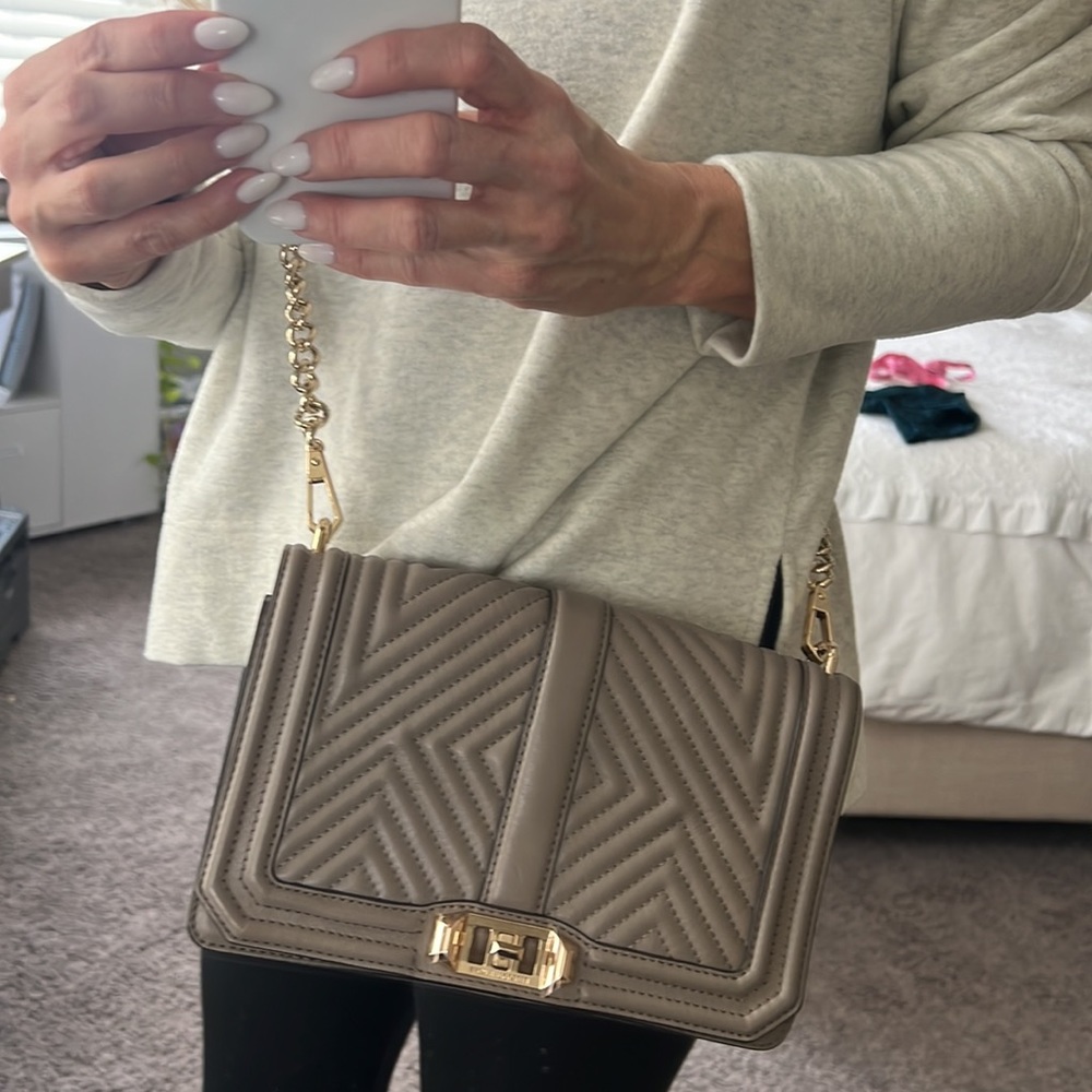 Rebecca Minkoff Gray Crossbody Bag with Gold Chain